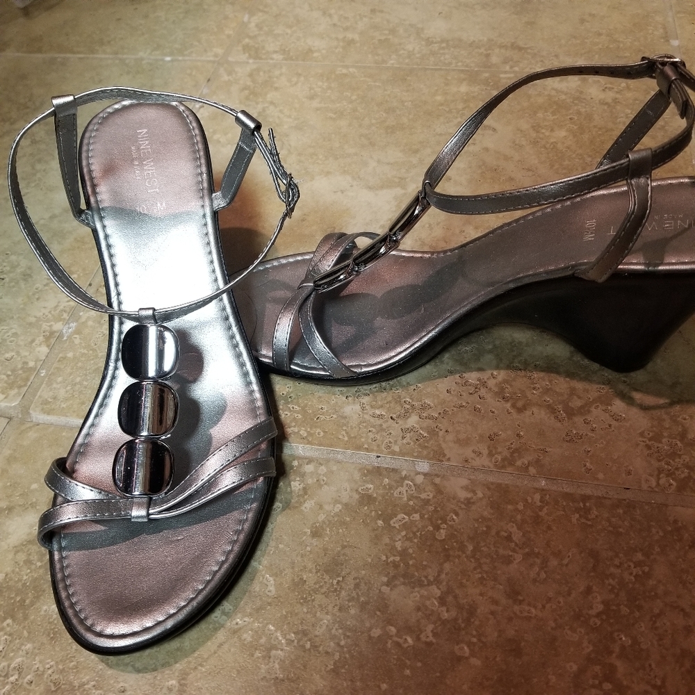 Nine West Silver Wedge Sandal